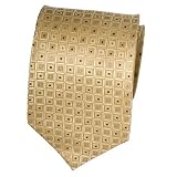 Gold & Blue Checkered Pattern Silk Necktie
