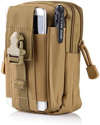 Tactical Smartphone Holster EDC Security Pack Carry Accessory Kit Blowout Pouch Belt Loops Waist Bag Gadget Money Pocket for iPhone 6s Plus Samsung Galaxy S7 Edge - Tan
