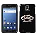 SAMSUNG AT&T ANDROID INFUSE 4G I997 HARD PLASTIC DESIGN BLACK AND WHITE HEART SHAPED BRASS KNUCKLES SWAROVSKI CRYSTAL DIAMOND SNAP ON CASE COVER