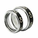 Black Ceramic and Tungsten Carbide Combination Ring Laser Etched Design Aniversary/engagement/wedding Bands