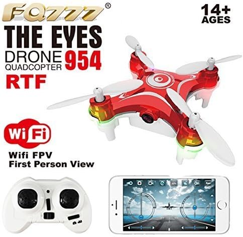 FQ777-954 Mini RC Quadcopter Drone Wi-Fi FPV Real Time Transmission with 0.3MP Camera Red by 115