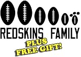 10.5" x 4.5" Redskins Football Family Vinyl Sticker Decal [Die-cut, White] + with Free Football Pencil