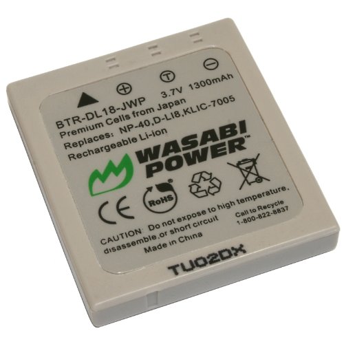 Wasabi Power Battery for Pentax D-LI8 and Pentax Optio A10, A20, A30, A36, A40, E65, L20, S, S4, S4i, S5i, S5n, S5z, S6, S7, SV, SVi, T10, T20, W10, W20, WP, WPi, X