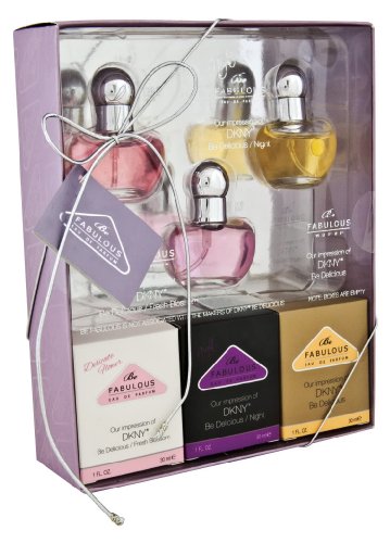 Be Fabulous Gift Set By Preferred Fragrance Contains Impressions of Be Delicious, Be Delicious Fresh Blossom and Be Delicious Night By DKNY®. Be Fabulous Gift Set By Preferred Fragrance Contains Impressions of Be Delicious, Be Delicious Fresh Blossom and Be Delicious Night By DKNY®.