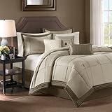 Madison Park Cascade 7 Piece Comforter Set - Taupe - Queen