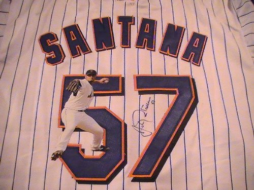 JOHAN SANTANA SIGNED AUTOGRAPHED JERSEY NEW YORK METS COA + PROOF PHOTO