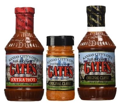 Kansas City Gates Bar-B-Q Sauce Combo Pack - Original & Extra Hot Sauce Plus Original Seasoning Marinate