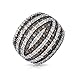 Bling Jewelry Coffee CZ Banded Dome Cocktail Ring Rhodium Plated