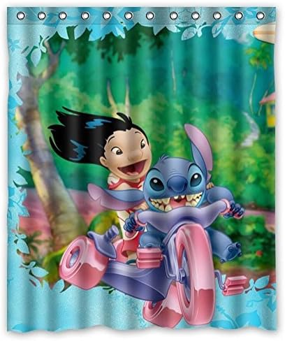 snow kiss New Arrival Modern Design Bathroom Product Print Lilo and stitch ohana Polyester Shower Curtain Good Gift For Child 152x182cm With Hooks