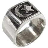Inlayed Moon & Star - Sterling Silver Ring