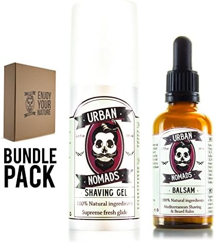 Shaving Gel &amp; Aftershave Bundle by Urban Nomads - Hand Crafted - Refreshing Mint Scents - 100% Natural with Vitamin E and Peppermint