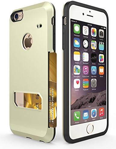 iPhone 6s Plus Case, Apoptech Heavy Duty Protective Slim Shell iPhone 6s Plus Wallet Case Card Slot Dual Layer Tough Back Armor Flexible Bumper + PC Cover Hybrid Case for iPhone 6s Plus/6 Plus Gold