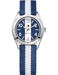 Tommy Hilfiger Womens 1781295  Casual Sport Blue and White Nylon Strap 3-Hand Watch