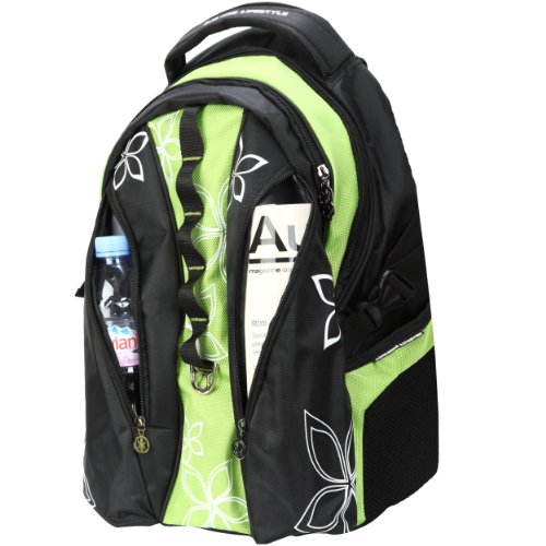 15.6 inch Green Contour Flowers Multiple Pockets Laptop Computer Travel Sling Backpack w/Air Mesh Padded Panel 15.6 inch Green Contour Flowers Multiple Pockets Laptop Computer Travel Sling Backpack w/Air Mesh Padded Panel
