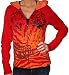 ED HARDY by Christian Audigier Womens Tattoo Hooded Sweatshirt Hoodie Jacket Shirt Red