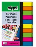 Sigel HN617 Haftmarker Film, micro, 2x 5 Farben im Pocket, grün, blau, pink, gelb, orange, 50x75 mm, 400 Blatt, Streifenformat: 50 mm x 6 mm