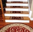 Premium Carpet Stair Treads - Red Scrollworks - Plus 5' 3" Round Landing Rug