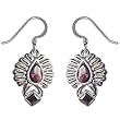 Garnet Earrings Sterling Silver Ear Jewelry 1.25 inches
