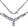 1.70 Carat Genuine Tanzanite Pears & Diamond accent tier Sterling Silver Necklace