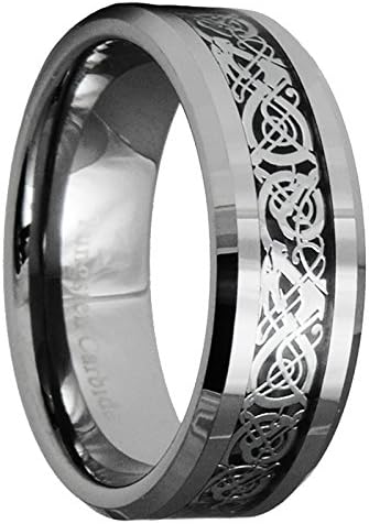 8mm Dragon Tungsten Carbide Celtic Ring Mens Jewelry Wedding Band Silver Size 12.5