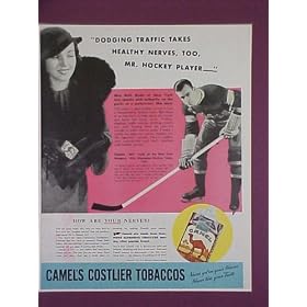 Captain Bill Cook New York Rangers Champion Hockey Team 1934 Camel Cigarettes Advertisement Bulletin 14 X 18 Matted Ready For Framing