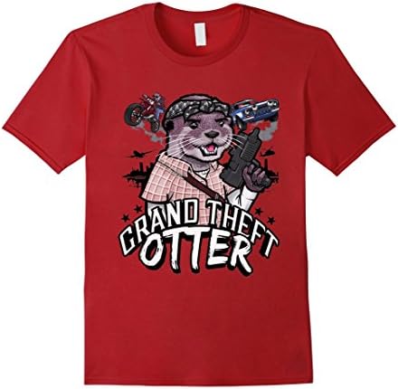 Men's Otters T Shirts Medium Cranberry
