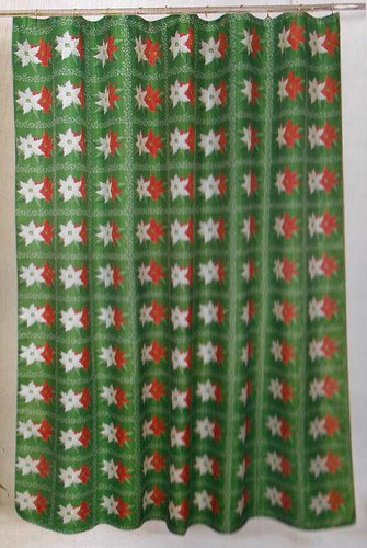 Poinsettia Fabric Shower Curtain - Holiday Theme Shower Curtain Poinsettia Fabric Shower Curtain - Holiday Theme Shower Curtain