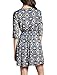 Allegra K Woman Floral Prints 3/4 Sleeves Unlined A Line Dress Navy Blue XL