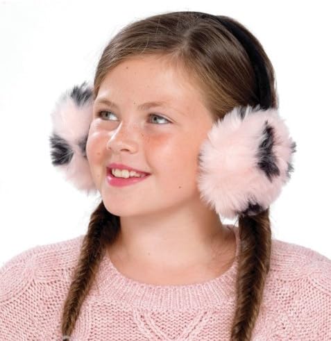 Girls Fluffy Faux Fur Plush Ear Muffs - Pale Pink