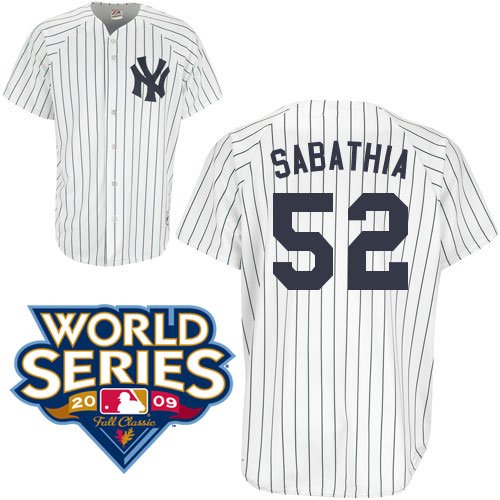 New York Yankees Replica CC Sabathia Home Jersey w/2009 World Series Patch
