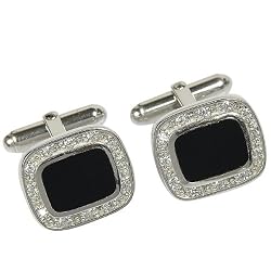 Valentine Gifts for Him Sterling Silver Black Onyx Cuff Links Pair (cflng241)