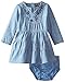 Calvin Klein Baby-Girls Infant Denim Dress with Flowers In Chest