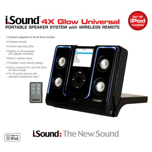 DreamGear i.Sound 4x Glow Portable Speaker for iPod and MP3 Players (Black)