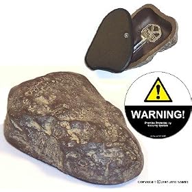 Rock Key Hider w/ Swing Cover & Window Warning Decal Set