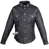 MEN'S SOFT COW HIDE LEATHER SHIRT POLY LINER BLACK