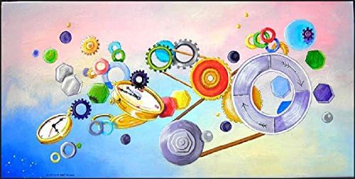 Original Acrylic Art - Passage of Time, Wheels, Clocks, Rings by Patricia Ann Rizzo