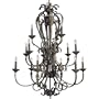 Progress Lighting P4313-46 15-Light Chandelier with Ornamental Leaf Details and Majestic Curving Lines, Weathered Bronze