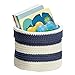 mDesign Knit Baby Nursery Closet Organizer Bin for Lotion, Medicine, Bibs, Books, Toys - Small, Navy/Ivory