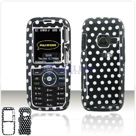 Black with White Polka Dots Case Cover for Brand LG LX260 Rumor LX-260 Protective Cell Phone Hard SNAP-ON