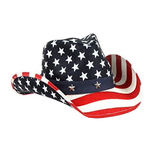 Men's Western Style Shapeable Cowboy Hat USA, American Flag
