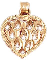 Dazzlers Solid 14k Gold 3D Heart Charm Pendant Available in three colors from jewelsberry (weights: 1.4 grams only)