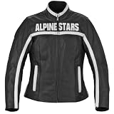 Alpinestars Stella Barcelona Women's Leather On-Road Motorcycle Jacket - Color: Black/White, Size: Large