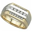 0.50 Ct.T.W. Round Brilliant Cut Diamonds, Two Tone 14Kt. Gold. Two Tone Men's Diamond Ring