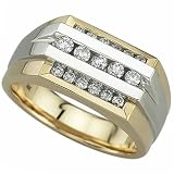 0.50 Ct.T.W. Round Brilliant Cut Diamonds, Two Tone 14Kt. Gold. Two Tone Tri-level Men's Diamond Ring