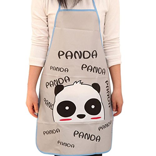 Willtoo® Women Waterproof Cartoon Kitchen Apron With Pockets (Gray)