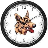 German Shepherd Dog Wall Clock by WatchBuddy Timepieces (Black Frame)