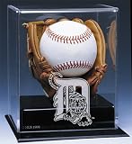 DETROIT TIGERS AUTOGRAPH BASEBALL DISPLAY CASE w/ GLOVE