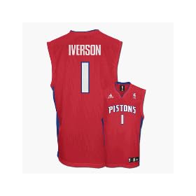 Allen Iverson Detroit Pistons #1 Replica Adidas NBA Basketball Jersey (Red)