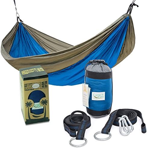 Rip Resistant Parachute Camping Hammock With 2 Tree Straps Included. Single Person Or Double. Ultralight Nylon. Portable &amp; Compact. Best for Hiking, Backpacking, Trek &amp; Travel. Special Compression Bag
