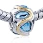 Pugster Golden Accent Heart March Birthstone Charm Bead Fits Pandora Bracelet